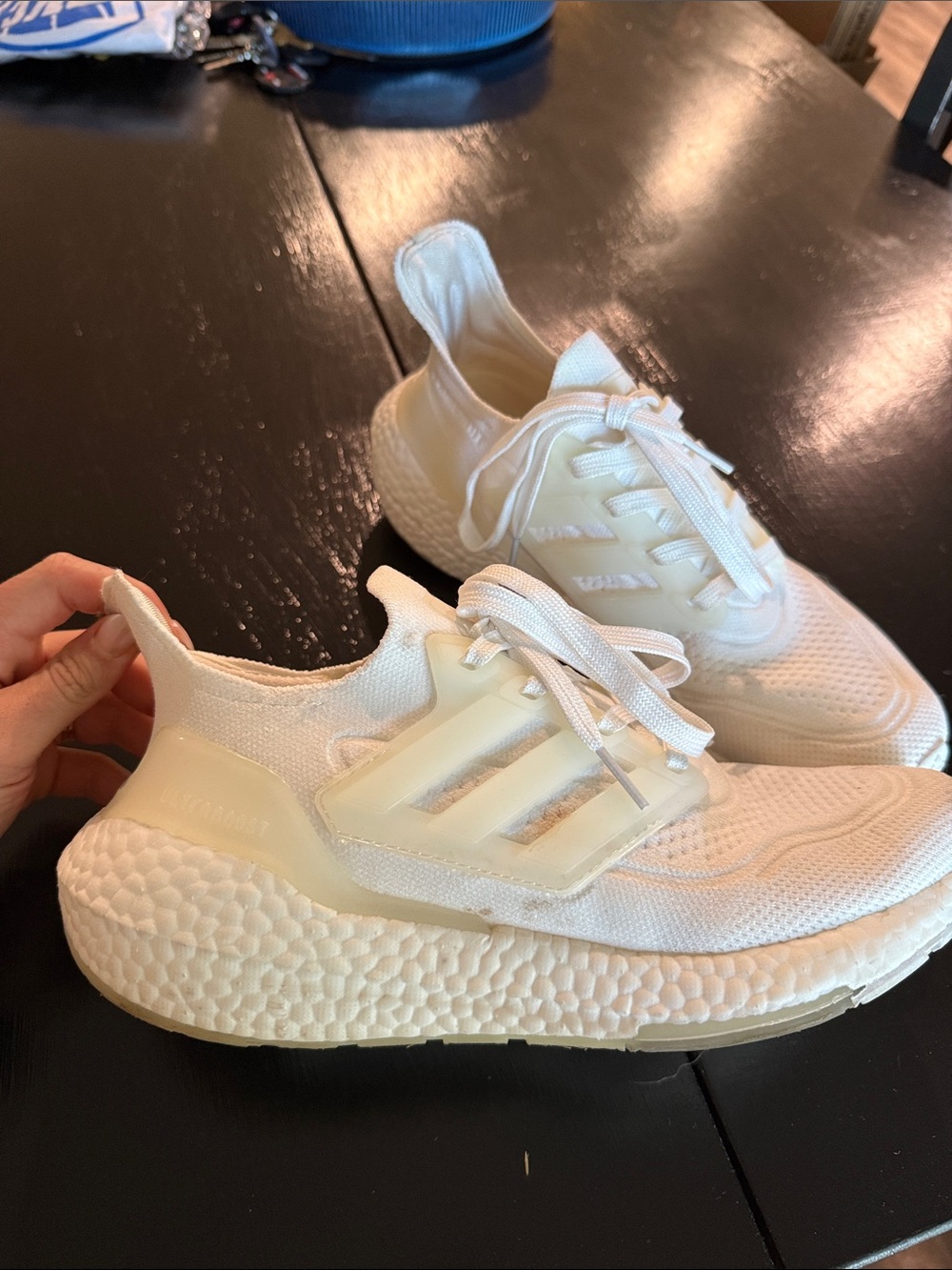 adidas Cream/Off-White Knit Athletic Sneakers